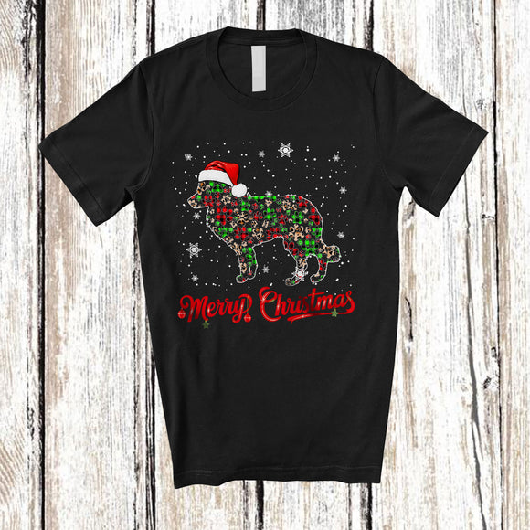 MacnyStore - Merry Christmas; Fantastic X-mas Santa Border Collie Shape Plaid Paws; Pajamas Family Group T-Shirt