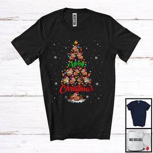 MacnyStore - Merry Christmas; Joyful X-mas Lights Tree Capybara Snowing Around; Wild Animal Lover T-Shirt