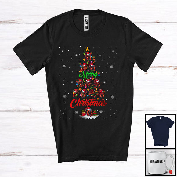 MacnyStore - Merry Christmas; Joyful X-mas Lights Tree Shrimp Snowing Around; Sea Animal Lover T-Shirt