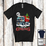 MacnyStore - Merry Christmas; Joyful X-mas Moon Tree Santa Driving Truck Driver Lover; Family Group T-Shirt