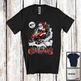 MacnyStore - Merry Christmas; Joyful X-mas Moon Tree Santa Riding Snowmobile Snowing Lover; Family Group T-Shirt