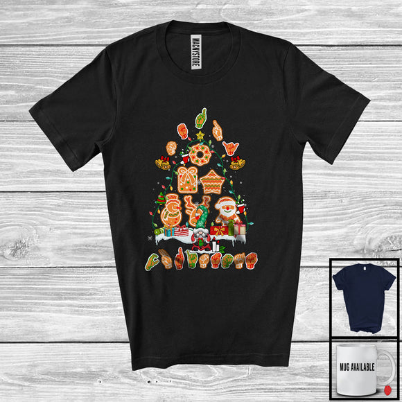 MacnyStore - Merry Christmas; Joyful X-mas Tree ASL Hands Sign Language Cookies; Gnome Family T-Shirt