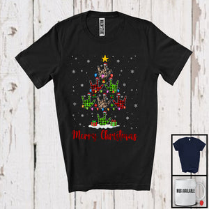 MacnyStore - Merry Christmas; Lovely Colorful X-mas Tree Leopard Plaid Hand Sign Language; Family Group T-Shirt