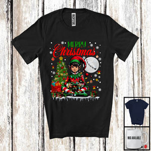 MacnyStore - Merry Christmas; Lovely ELF Holding Game Controller; X-mas Tree Lights Gaming Gamer Team T-Shirt