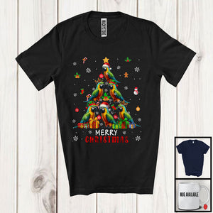 MacnyStore - Merry Christmas; Lovely Santa Reindeer Elf Parrot X-mas Tree; Bird Parrot Animal Lover T-Shirt