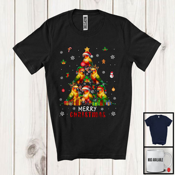 MacnyStore - Merry Christmas; Lovely Santa Reindeer Elf Sun Conure X-mas Tree; Bird Sun Conure Animal Lover T-Shirt