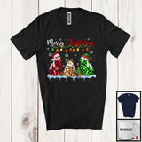 MacnyStore - Merry Christmas; Lovely Three Santa Reindeer Elf Capybara; Leopard Plaid Animal Lover T-Shirt