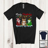 MacnyStore - Merry Christmas; Lovely Three Santa Reindeer Elf Hamster; Leopard Plaid Animal Lover T-Shirt