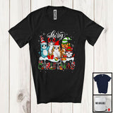 MacnyStore - Merry Christmas; Wonderful Christmas Three Santa Reindeer Cats; Pajama Family Group T-Shirt