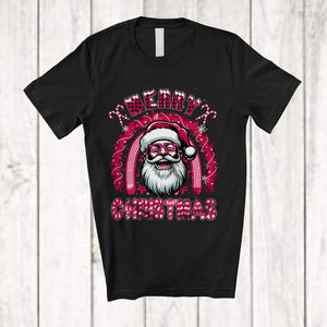 MacnyStore - Merry Christmas; Wonderful X-mas Man Pink Santa Glasses; Rainbow African Family Group T-Shirt