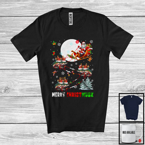 MacnyStore - Merry Christmusk; Wonderful Christmas Santa Sleigh Muskellunge Musky Fish; Fishing Lover T-Shirt