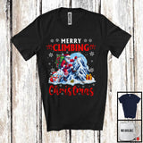 MacnyStore - Wmhaykw/s1Merry Climbing Christmas; Awesome X-mas Snowing Santa Climbing Lover; Family Group T-Shirt