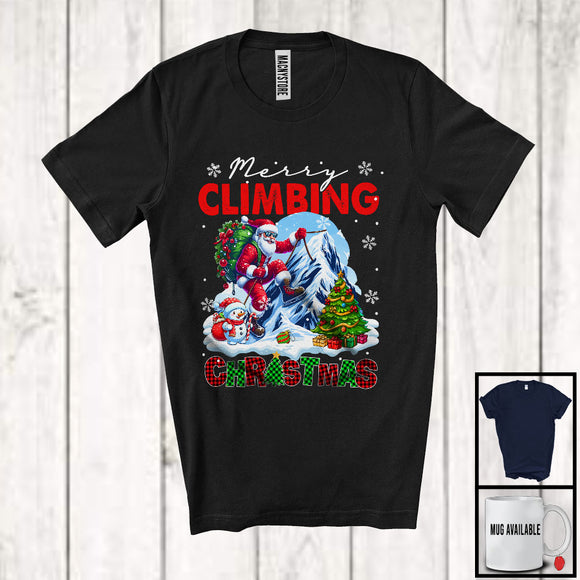 MacnyStore - Merry Climbing; Joyful Christmas Santa Climbing Lover; X-mas Snowing Around T-Shirt