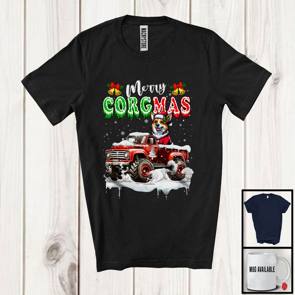 MacnyStore - Merry Corgmas; Merry Christmas Snow Santa Corgi Driving Monster Truck; X-mas Group T-Shirt