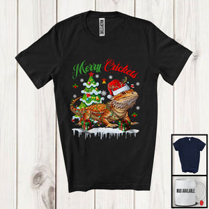 MacnyStore - Merry Crickets, Adorable Christmas Lights Santa Reindeer Bearded Dragon, X-mas Animal Lover T-Shirt