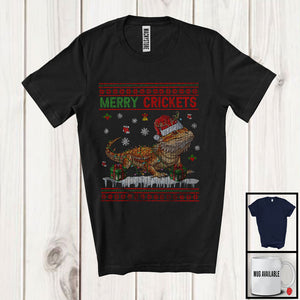 MacnyStore - Merry Crickets, Adorable Christmas Lights Santa Reindeer Bearded Dragon, X-mas Sweater Animal T-Shirt