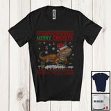 MacnyStore - Merry Crickets, Adorable Christmas Lights Santa Reindeer Bearded Dragon, X-mas Sweater Animal T-Shirt