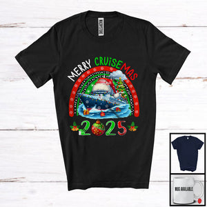 MacnyStore - Merry Cruisemas 2025; Adorable Christmas Santa Cruise Ship; Family Group X-mas Rainbow T-Shirt