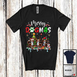 MacnyStore - Merry Dogmas, Cheerful Christmas Three Santa Reindeer ELF Chihuahua Owner, X-mas Group T-Shirt