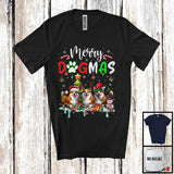 MacnyStore - Merry Dogmas, Cheerful Christmas Three Santa Reindeer ELF Corgi Owner, X-mas Group T-Shirt
