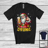 MacnyStore - Merry Drunk; Cheerful Christmas Sweater Santa Drinking Beer; Germany Drunker Snowing T-Shirt