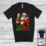 MacnyStore - Merry Drunk; Sarcastic Christmas Santa Drinking Beer Snowing; Drunker Matching Family Group T-Shirt