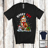 MacnyStore - Merry Fox; Awesome X-mas Lights Christmas Santa Fox Lover; Snowman T-Shirt