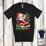 MacnyStore - Merry Friendmas; Lovely Christmas Snowing Santa With Cat Owner Lover; Friends Family T-Shirt