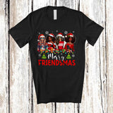 MacnyStore - Merry Friendsmas; Adorable Christmas Lights Santa African American Women; Friends Group.png T-Shirt