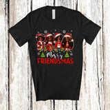 MacnyStore - Merry Friendsmas; Adorable Christmas Santa African American Black Girl Afro; Friends Family T-Shirt