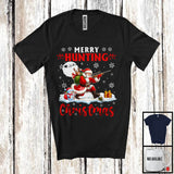 MacnyStore - Merry Hunting Christmas; Awesome X-mas Snowing Santa Hunting Lover; Family Group T-Shirt