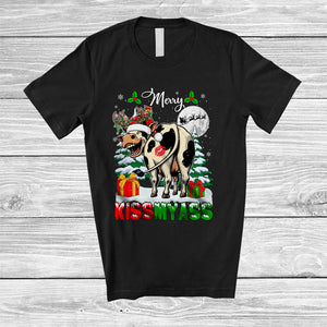 MacnyStore - Merry Kissmyass; Sarcastic Christmas Naughty Santa Reindeer Cow Ass; Farmer Family Group T-Shirt