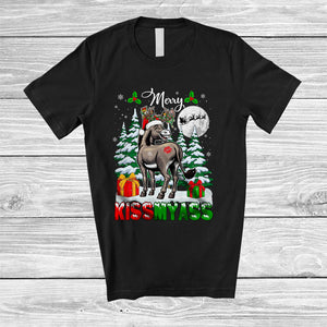 MacnyStore - Merry Kissmyass; Sarcastic Christmas Naughty Santa Reindeer Donkey Ass; Farmer Family Group T-Shirt