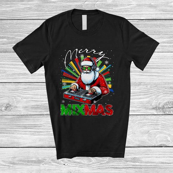 MacnyStore - Merry Mixmas; Amazing Christmas Santa DJ Player Dancing Lover; X-mas Family Group T-Shirt