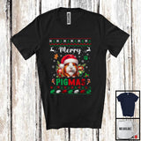 MacnyStore - Merry Pigmas; Adorable Christmas Sweater Guinea Pig Santa; X-mas Ornaments Snowing T-Shirt