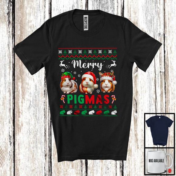 MacnyStore - Merry Pigmas; Adorable Christmas Sweater Three Guinea Pigs; X-mas Ornaments Snowing T-Shirt