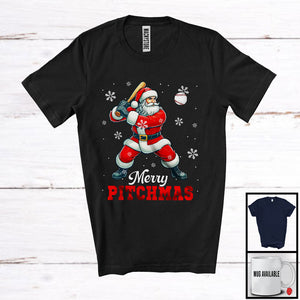 MacnyStore - Merry Pitchmas; Awesome Christmas Santa Playing Baseball; Pitcher Sport Player Team T-Shirt