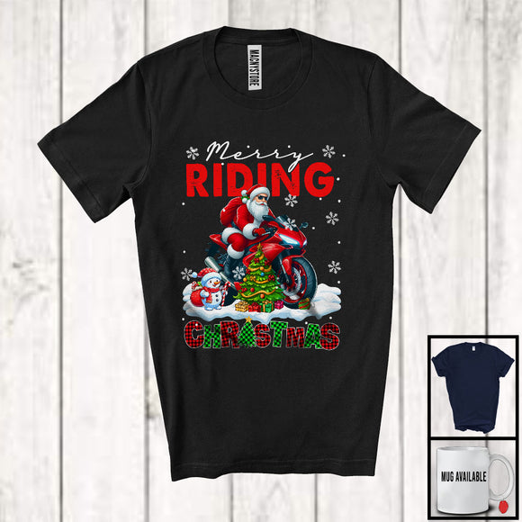 MacnyStore - Merry Riding; Joyful Christmas Santa Riding Lover; X-mas Snowing Around T-Shirt