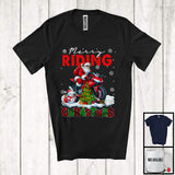 MacnyStore - Merry Riding; Joyful Christmas Santa Riding Lover; X-mas Snowing Around T-Shirt