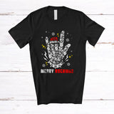 MacnyStore - Merry Rockmas; Amusing Christmas Santa Rock Sign Language ASL; Music Lover Family T-Shirt