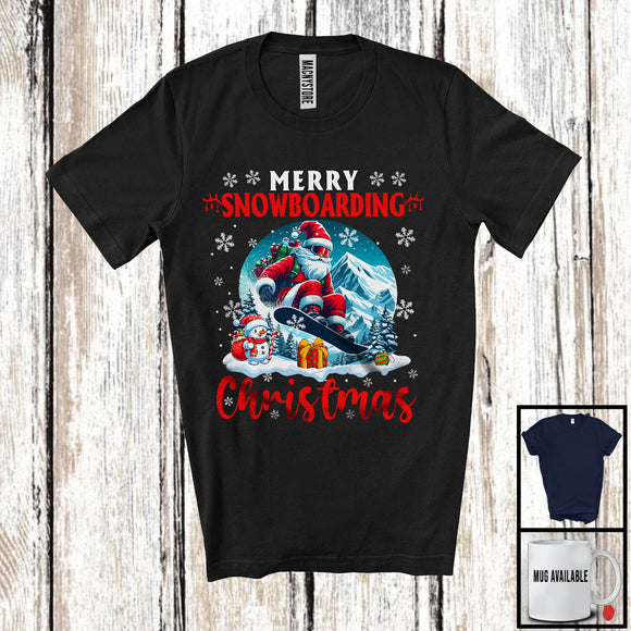 MacnyStore - Merry Snowboarding Christmas; Awesome X-mas Snowing Santa Snowboarding; Family Group T-Shirt