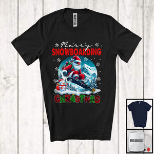 MacnyStore - Merry Snowboarding; Joyful Christmas Santa Snowboarding Lover; X-mas Snowing Around T-Shirt