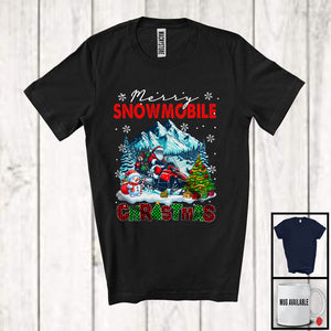 MacnyStore - Merry Snowmobile; Joyful Christmas Santa Snowmobile Lover; X-mas Snowing Around T-Shirt