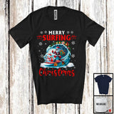 MacnyStore - Merry Surfing Christmas; Awesome X-mas Snowing Santa Surfing Lover; Family Group T-Shirt