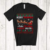 MacnyStore - Merry Trumpmas; Humorous Christmas Sweater Trump Santa Sleigh Reindeer Back 2024; Family T-Shirt