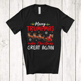 MacnyStore - Merry Trumpmas; Humorous Christmas Trump Santa Sleigh Reindeer Back 2024; Family T-Shirt