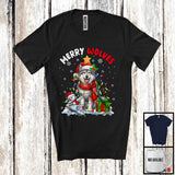 MacnyStore - Merry Wolves; Awesome X-mas Lights Christmas Santa Wolves Lover; Snowman T-Shirt