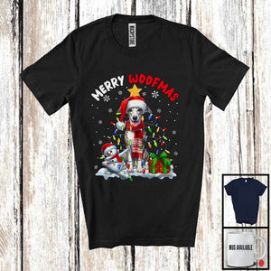 MacnyStore - Merry Woofmas; Awesome X-mas Lights Christmas Santa Whippet Lover; Snowman T-Shirt