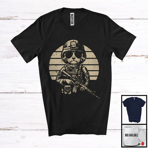 MacnyStore - Military Cockapoo Veteran; Adorable Cockapoo Owner Soldier; Vintage Retro Family Veteran Proud T-Shirt