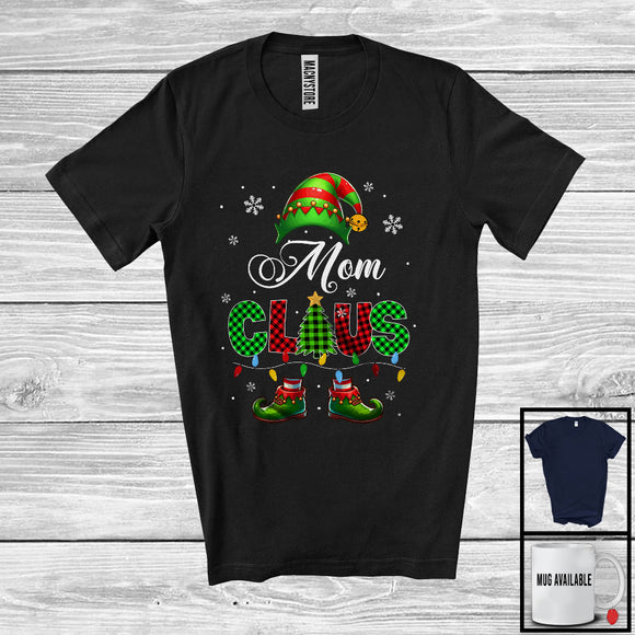 MacnyStore - Mom Claus; Wonderful Christmas Red Green Plaid ELF; X-mas Pajama Family Group T-Shirt